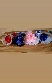 گلهای روبانی رز جاودان و آفتابگردان