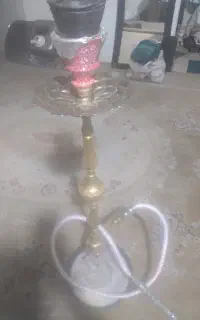 قلیون برنجی قلم زنی کار دست آنتیک
