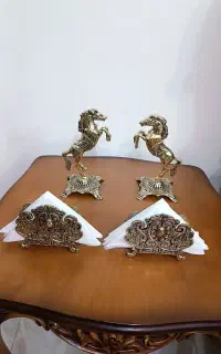جا دستمال رومیزی  برنجی و اسب
