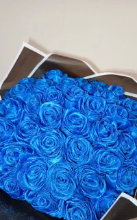 دسته گل ربانی رز آبی
