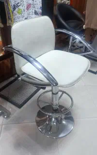 صندلی گردان  جک دار استیل و چرم