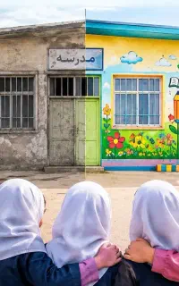 فعالیت داوطلبانه نقاشی یک مدرسه در روستا