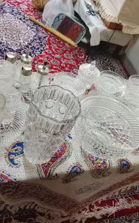 سرویس بلور آمریکایی گل اناری قدیمی
