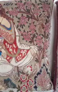 پشتی دست بافت طرح لیلی ومجنون