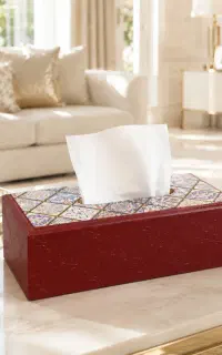 جعبه دستمال کاغذی چوبی طرح پتینه برجسته