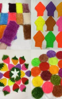 اسکاج توت فرنگی  و لیف دست بافت