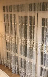 تور پرده نو و درحد کارشده شیری و ساده