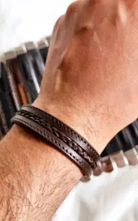 دستبند چرم طبیعی با موی یار