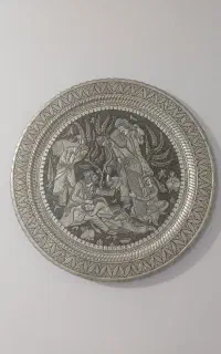سینی مسی قلم‌کاری دست‌ساز قطر ۶۰ سانت