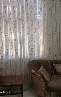 پرده حریر طرح دار و کشکول بزرگ طرح سیمرغ