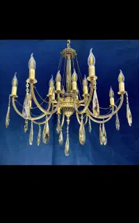 لوستر.راما.تمام برنجی۱۰+۱۰شعله جدیدکلاسیک برنج TY8