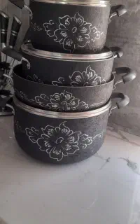 سرویس قابلمه تفلون ۷ تیکه به هم راه فلاکس