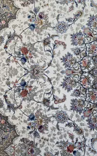 فرش ۱۲۰۰ شانه با ضخامت بالا نقشه اصفهان کرم و بژ