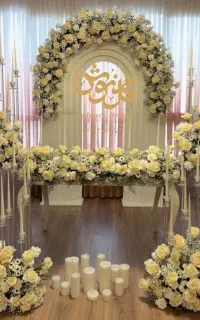 دیزاین  گل آرایی  و سفره عقد نامزدی تم تولد