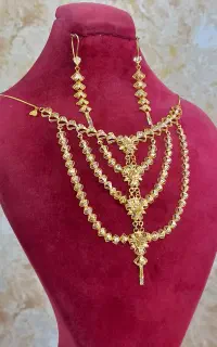 طلا گردنی و گوشواره های پنج شیر نو(بدون اجرت)