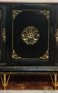 کنسول چوبی بازسازی شده طرح سلطنتی مدرن مشکی طلایی