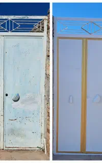 نقاشی ساختمان و رنگ درب پنجره