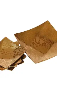 پیش دستی و میوه خوری لورنزا مرمر نگین طلایی