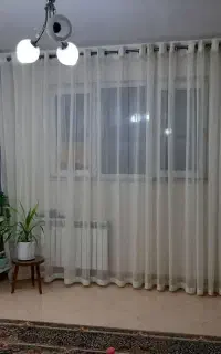 ۹ متر پرده حریر تور با ۲ متر دستک مخمل و چوب پرده