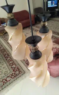 یک جفت لوستر سه شاخه شیشه ای(جمعا ۶ شعله)