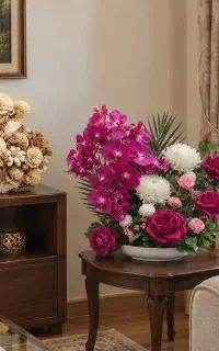 چهار عدد گل مصنوعی شیک به همراه گلدان
