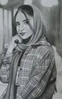 طراحی و نقاشی چهره سیاه قلم و مدادرنگی هدیه عالی