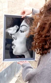 تابلو نقاشی مجسمه سیاه قلم