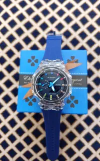 ساعت جیشاک بند ابی سیلیکونی صفحه رنگی پمپی