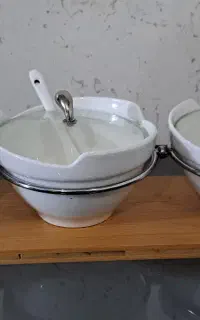 اردوخوری سرامیکی با پایه بامبو