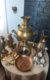 سماور نیکلا.سینی .جاشمعی.گلاب پاش