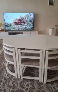 میز نهارخوری کم جا ۶ نفره سفید