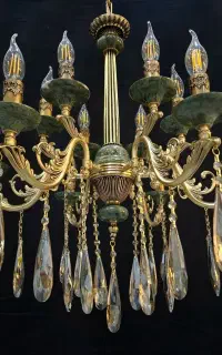 لوسترعمده برنجی/کار نئوکلاسیک/لوستر سنگ برنز برنجی