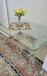 میز جلو مبلی شیشه ای دو طبقه