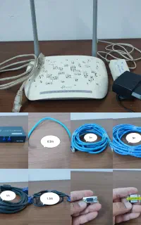 تجهیزات شبکه  مودم TP-Link  کابل‌های شبکه و VGA