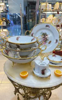 سرویس لوکس پذیرایی چینی برنزی لمونژ دلوین