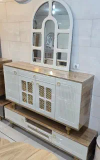 میز و آینه کنسول مدل حصیری