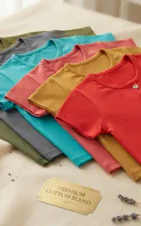 تیشرت یقه گرد ۳ دکمه