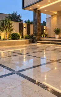 کاشیکاری و سنگکاری وموزائیگ کاری محوطه باغ ویلا