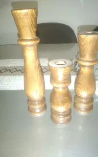 سه تا شمعدان چوبی نو