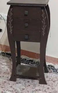 میز تلفن چوبی سه کشو