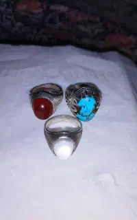 سه تا انگشتر ناب کهنه نقره اصل