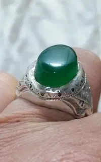 انگشتر نقره عقیق سبز کهنه
