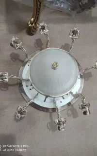 لوستر سقفی برنزی ۸ شاخه و سه عدد لامپ خور داخل