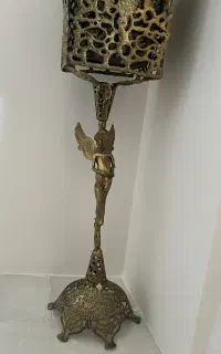سطل اشغال ایستاده و جا دستمالی برنجی