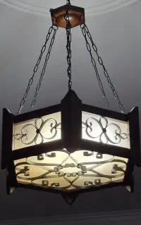 لوستر شش ضلعی چوبی