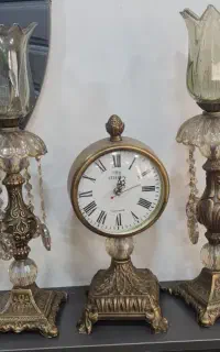 ست ساعت رومیزی و شمعدان کلاسیک سه تیکه