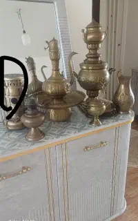 سماورذغالی برنز طرح آنتیک سری کامل تخفیف جزئی میدم