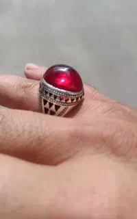 انگشتر کهنه رکاب رسول دومهره و سنگ اصلی یاقوت