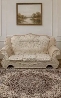 مبل کلاسیک سلطنتی ۱۰ نفره کرم شانل، همراه روکش