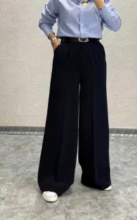 شلوار کرپ بگ سرمه ای